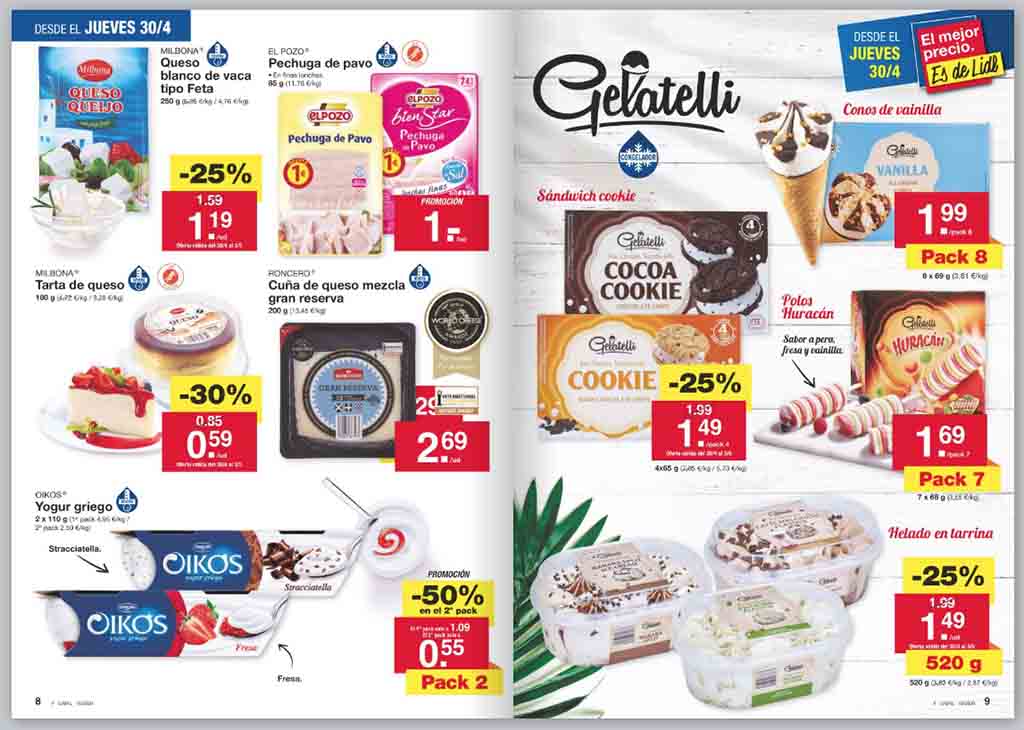 Extracto del folleto en papel con ofertas del supermercado Lidl